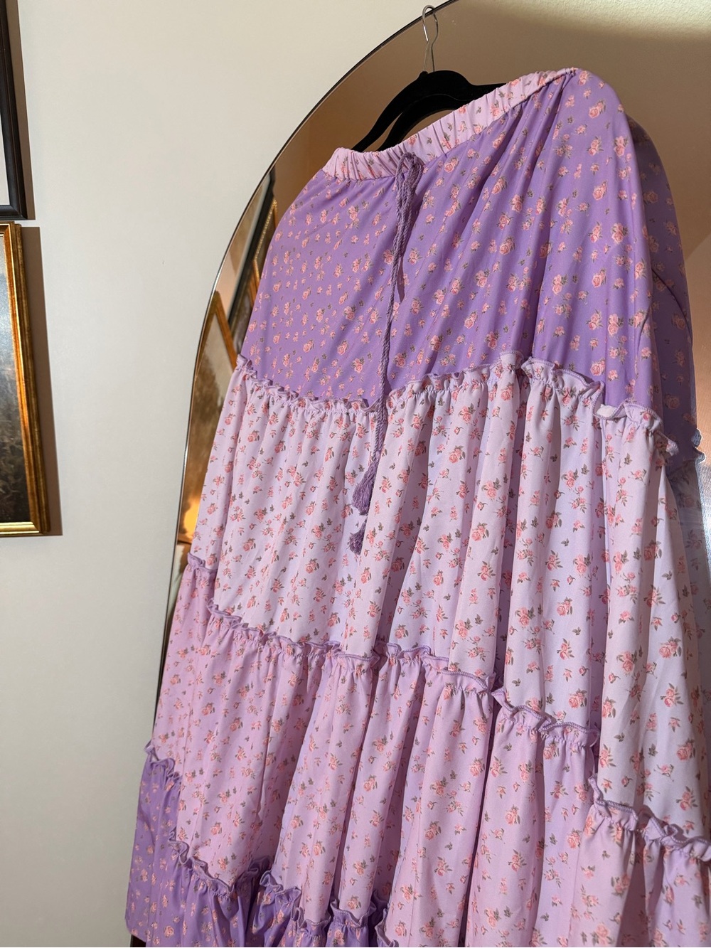 Women’s' Lavender Floral Tiered Maxi Dress